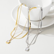 Ins Double Layer Zircon 18K Gold Necklace Female