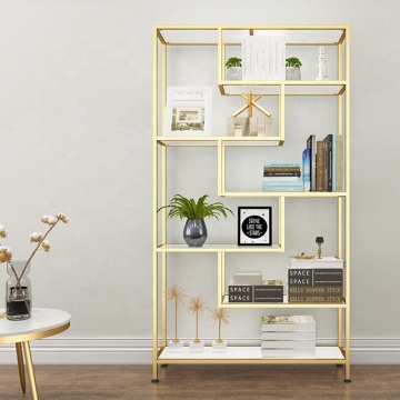 Hot Sale Stainless Steel and Tempered Glass Bookshelf