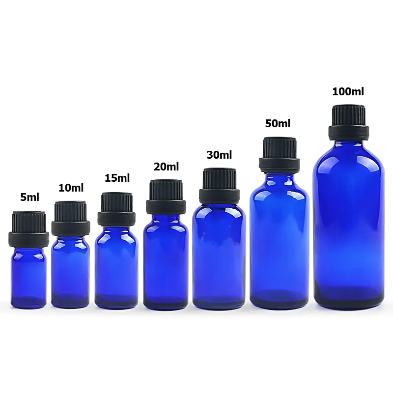 Blue Essential Oil Glass Bottle