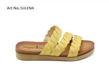 Women Rose Gold/ Yellow Cross Slip-on Sandals