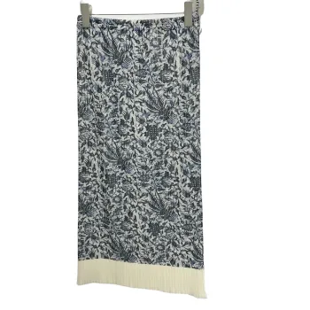 Chinese Aesthetic Blue and White Porcelain-Inspired Pleated Skirt: Elegant Noble Pearl Luster Design