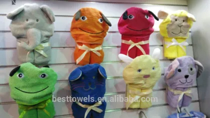 cartoon animal hooded kids bath towels