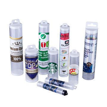 Wholesale Custom Factory Price Transparent PVC Clear Round Plastic PP Tube Packaging Container with Black PP Plug