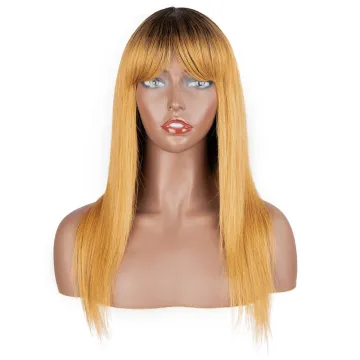 20inches Wholesale straight hair wig Machine made Wig Straight Brazilian Virgin Hair Closure Human Hair Wigs For Black Woman