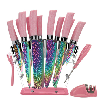 Rainbowl Pattern Anti-Rust Titanium Coating Stainless Steel Chef's Knife Set