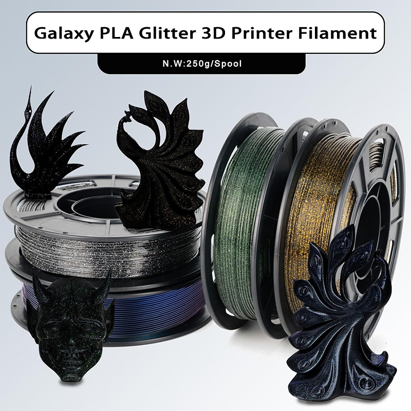 Shiny Glitter PLA Filament 1.75mm Galaxy Black