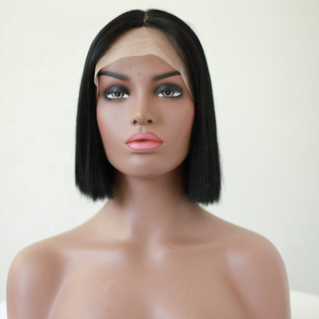 Wholesale fast shipping heat resistant short bob straight natural black synthetic hair lace front wigs for women