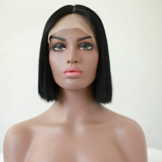 Wholesale fast shipping heat resistant short bob straight natural black synthetic hair lace front wigs for women