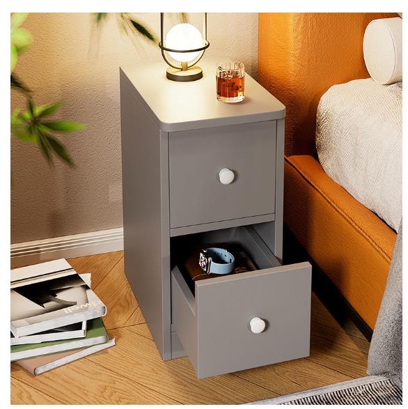 Ultra Narrow Simple Bedside Cabinet Mini Small Simple Bedroom Home Rental Housing Shelf Bedside Table Solid Wood Color