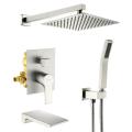 Rainfall Brushed Nickel Wall Shower Set