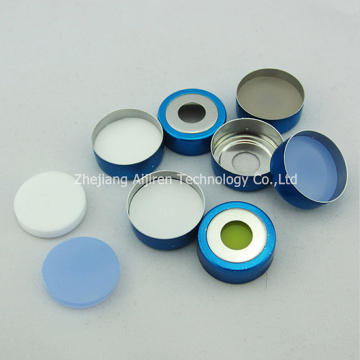 20mm white PTFE/white silicone septa laboratory crimp-top blue magnetic aluminum cap