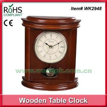 Wood analog quartz decorated table desk clock