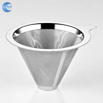 手吸ったV字型のステンレス鋼のコーヒーフィルターカップ