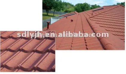 Ecological construction materials colored stone coated roofing tiles