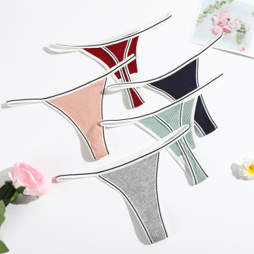 Großhandel Frauen -Baumwollunterwäsche: Rippen -Tanga und niedrige Taille Höschen