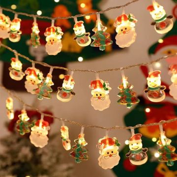 Christmas LED Light String - Snowman Santa Claus Festive Decorative Lights
