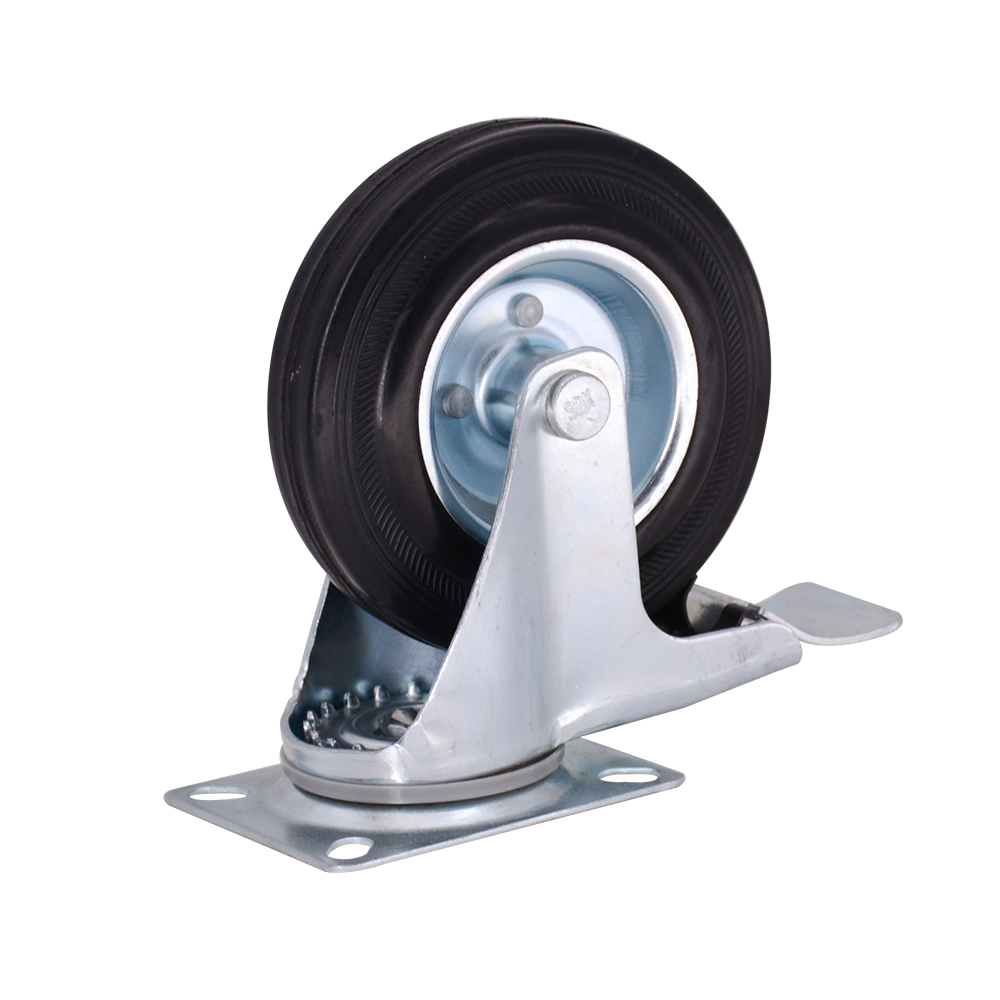 5-дюймовые резиновые поворотные колеса с тормозом
