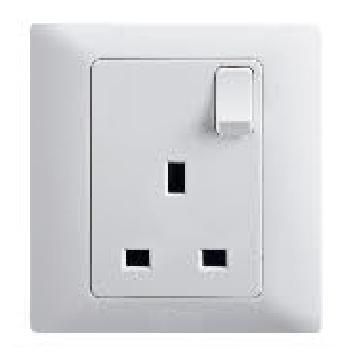 13A/250V 1 gang Flat Pin Switched Socket, 250V Voltage