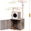 Башня для кошачьего дерева с вольером для туалетного лотка