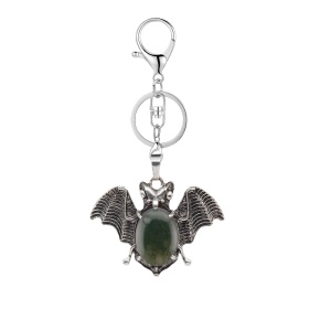 Fancy Jasper 13X18mm Cabs Antique Silver Alloy Antique Silver Alloy Bat Pendant Keychain