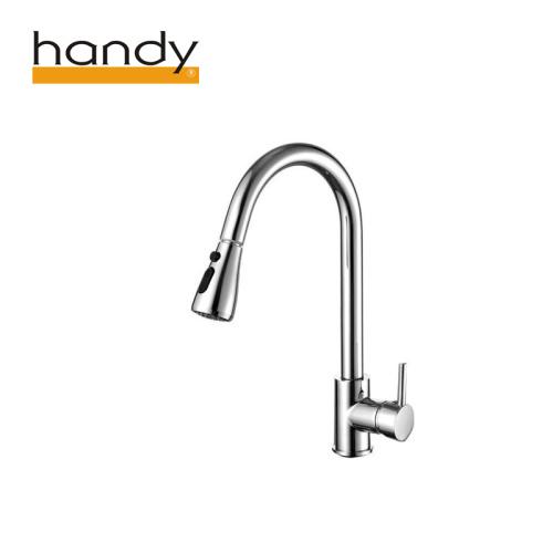 Matte black single-handle pull-out kitchen mixer taps