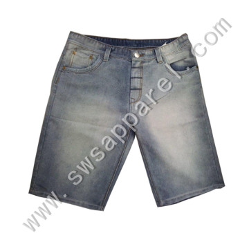 Bleach Wash White Men Short Jeans Trousers