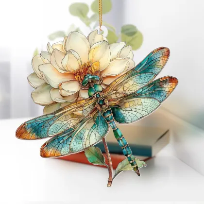 Vintage Dragonfly Flower Pendant