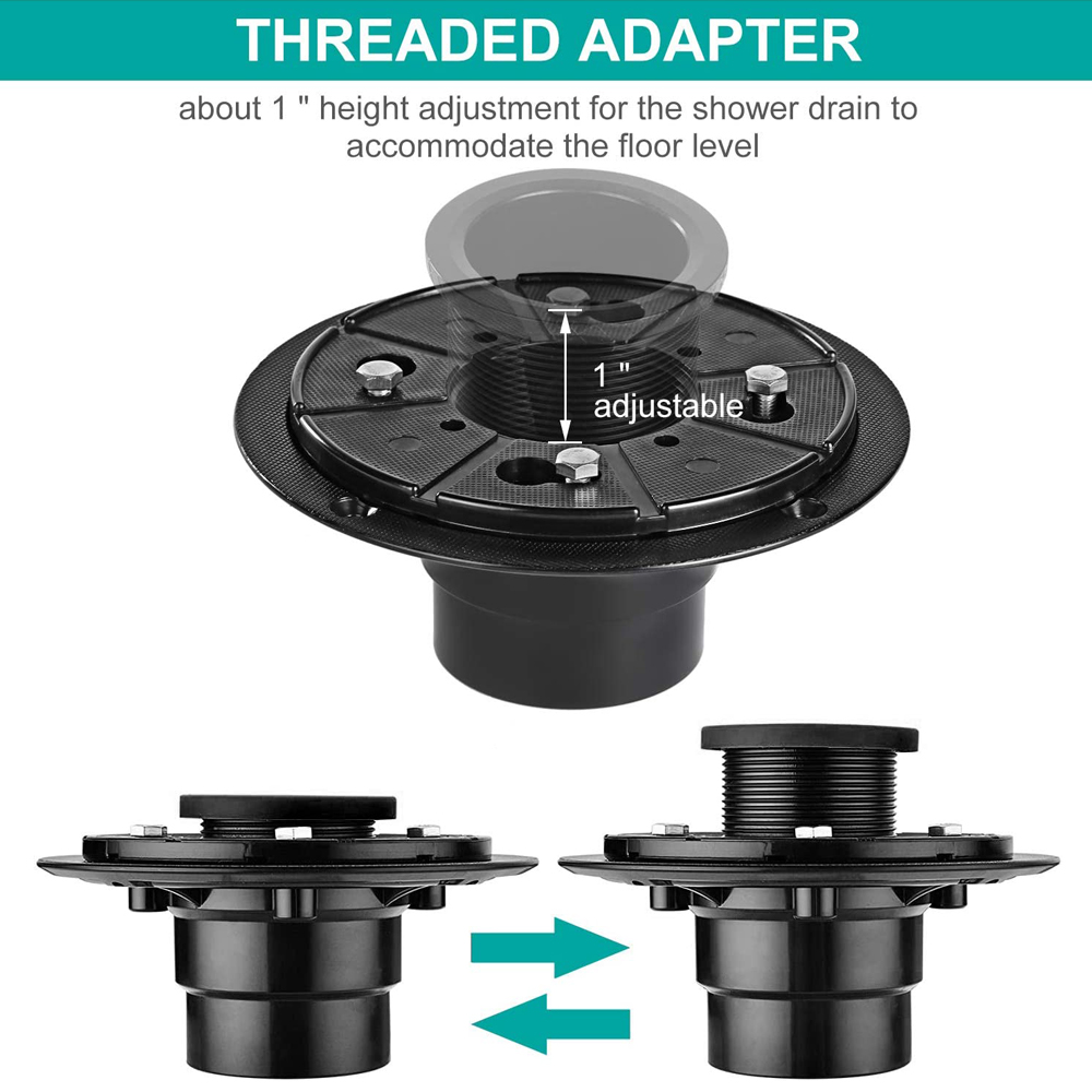 Adjustable Shower Drain Base Flange Kit: 2-inch Abs Base With Rubber ...
