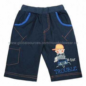 Nova Kid's Wear Summer Cotton Woven Embroidered Boy Pants, Comes in Navy