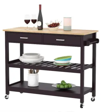 Black 2 shelves Kitchen Trolley Dimensions Pictures