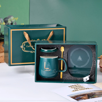 2023 Top Selling 55 Degree Celsius Temperature Preserving Ceramic Coffee Mug with Heated coaster