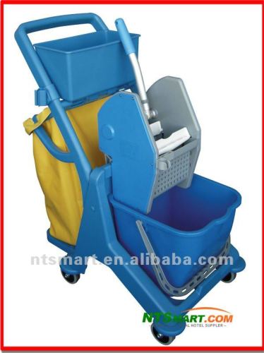 Mini cleaning trolley with down press wringer