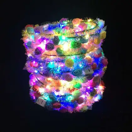 girl flower crowns LED string light flower headband