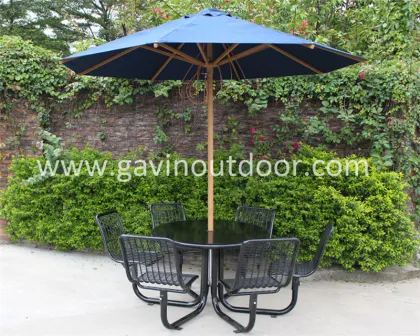 Gavin metal outdoor furniture,table chair with umbrella,outdoor table and chair