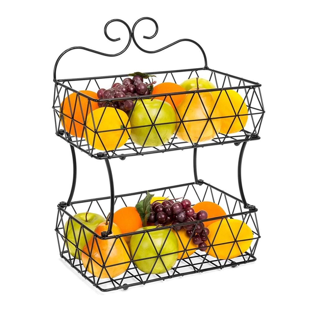 2 Tier Fruit Basket Display Stand-Screws Free Design