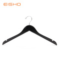 EISHO Black Wooden Top Hangers With Notches