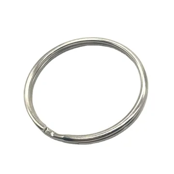 Customized O-Shaped Iron Key Ring 50mm Silver Metal Split Keychain Ring