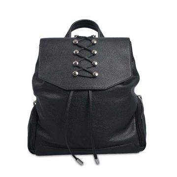 Sac à dos en cuir souple pour dames, noir