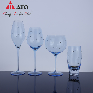 ATO Blue Wine Glass Colored Glass Dinnerware Set