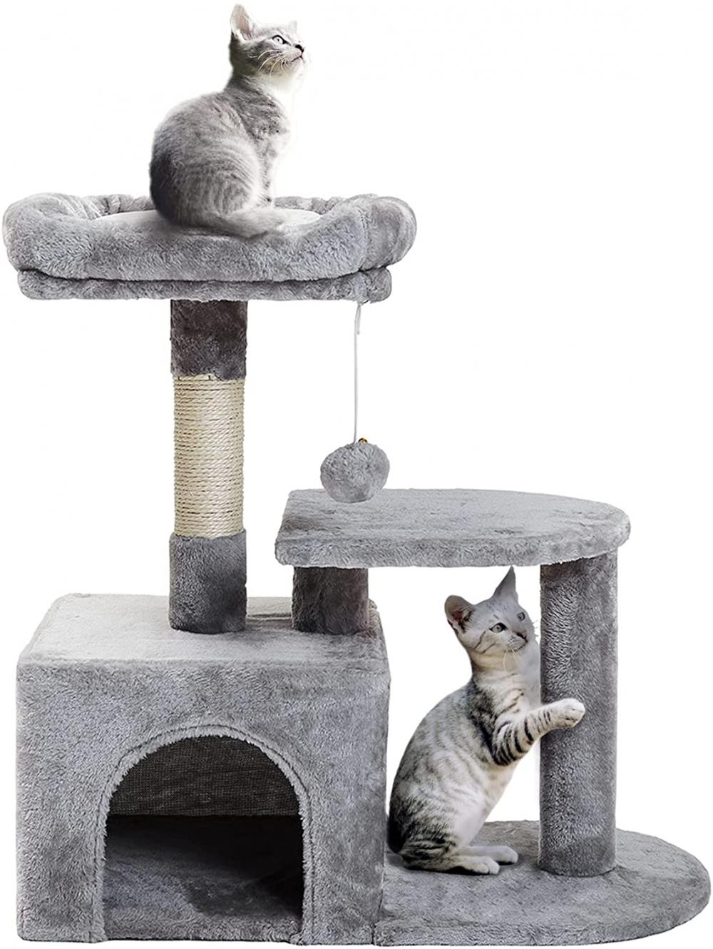 Torre de gatinho com scratching post para casa interna