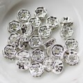 3.5*8 MM Crystal Rhinestone Pave Silver Rondelle Spacer Metal Beads