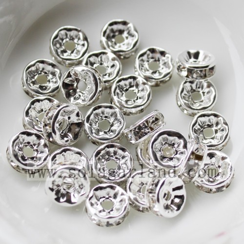 3.5 * 8 MM Crystal Rhinestone utorować Rondelle srebro dystansowe metalowe koraliki