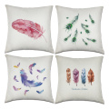 Set of 4 Feather Throw Pillow Covers Colorful Watercolor Decorative Cushion Cover Pillow Case for Sofa Bedroom Car Couch 18 x 18