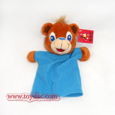 bear with blue t-shirt hand puppet