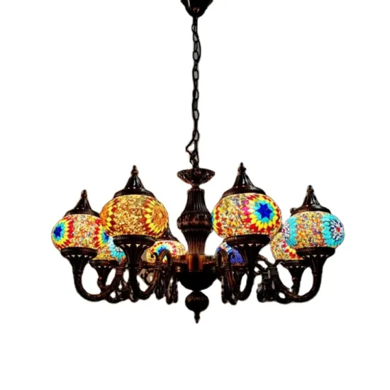 Handcrafted Turkish Mosaic Chandelier by Sensmuel: A Stained Glass Masterpiece