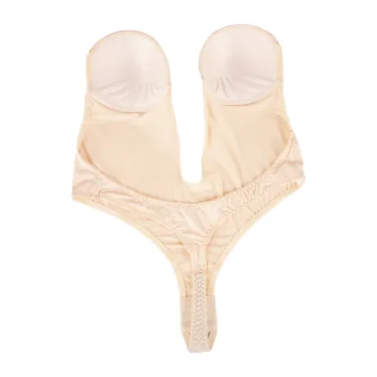 U plunge Backless Push up Plunge Strapless Bodysuit