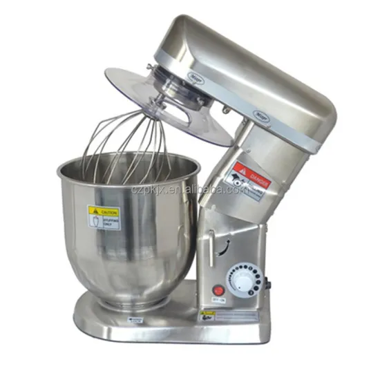Stainless Steel Three Function Food Mixer with Cover: Egg Beater & Planetary Mixer with Spiral Hook