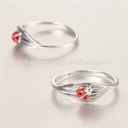 Vintage Silver Ring Ladybird Engraved Silver Ring Handmade Silver Ring