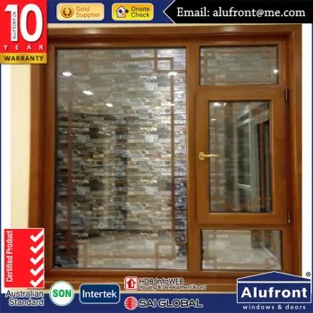 High Quality Aluminum And Wood Composite Casement Window With Stainless Steel Security Screen