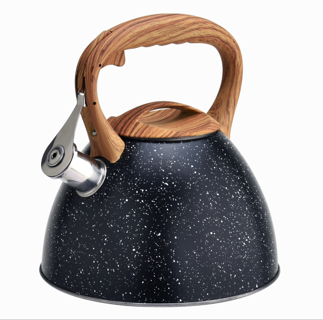 Woodlike handle marble stainless steel coffee tea kettle